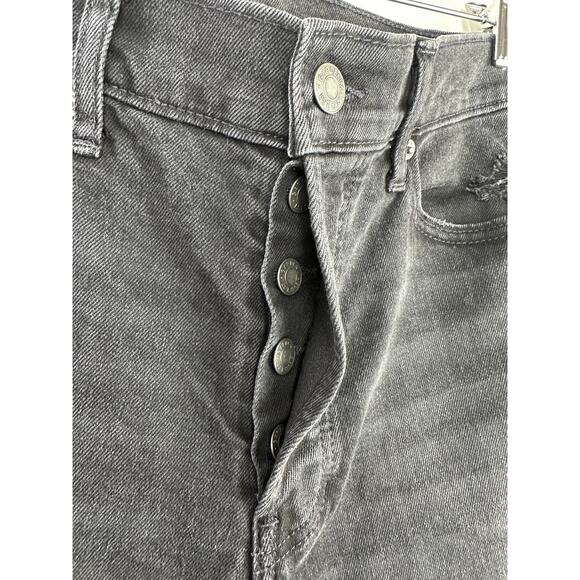 GAP High Rise Cheeky Straight Jeans Raw Ankle Absolute Black Size 29 8 Petite 8P - Picture 4 of 12